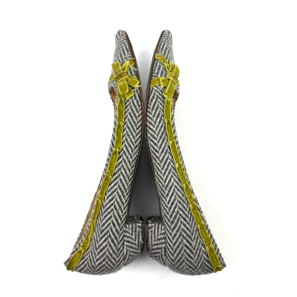 J Crew Shoes 7.5 Tweed Wool Pointed Heels Slip On Herringbone Womens Italy Made - Picture 7 of 9